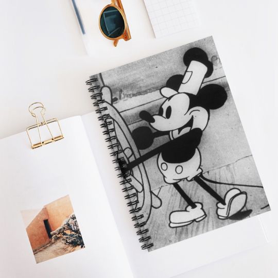 Steamboat Willie Notebook, Mickey Mouse Notebook, Vintage Disney Notebook, Retro Disney Notebook, Disney 1928, Classic Disney Notebook