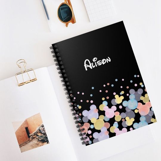 Personalized Colorful Mickey Notebook, Mickey Spiral Notebook, Disney Office Decor, Disney Home, Disney Journal, Disney Notebook, Desk, Gift
