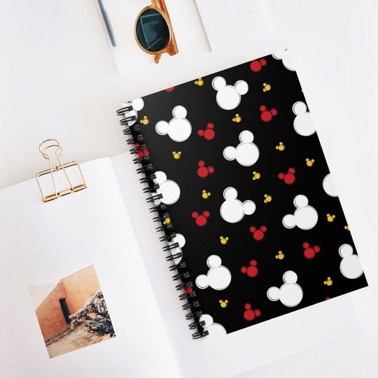 Disney Black Background Notebook, Mickey Notebook, Disney Office, Disney Home, Disney Journal, Disney Planner,Mickey All Over Print Notebook