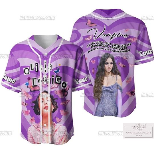 Personalized Olivia Rodrigo Baseball Jersey, GUTS World Tour 2024 Shirt, Olivia Rodrigo Shirt, Olivia Rodrigo Fan Gifts, Gift For Her