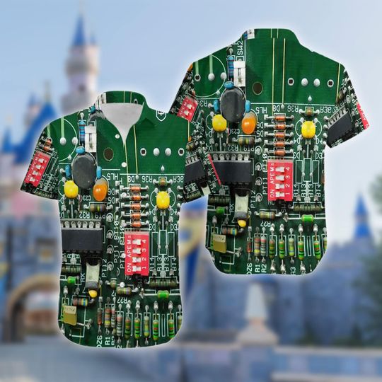 Electric Engineer Technology Hawaiian Shirt, Electronic Circuit Summer Button Up Hawaiian Shirt
