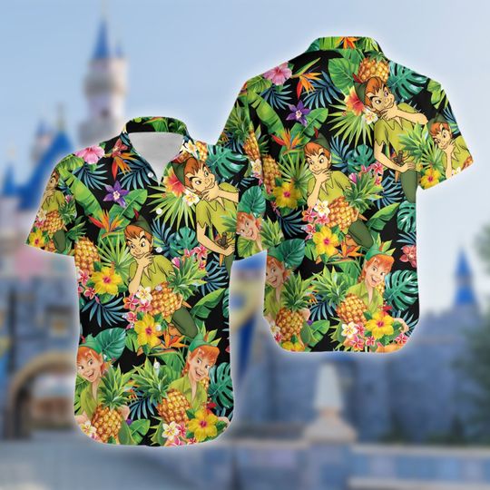 Peter Pan Hawaiian Shirt, Funny Prince Summer Vacation Hawaiian Cartoon Button Down Gift