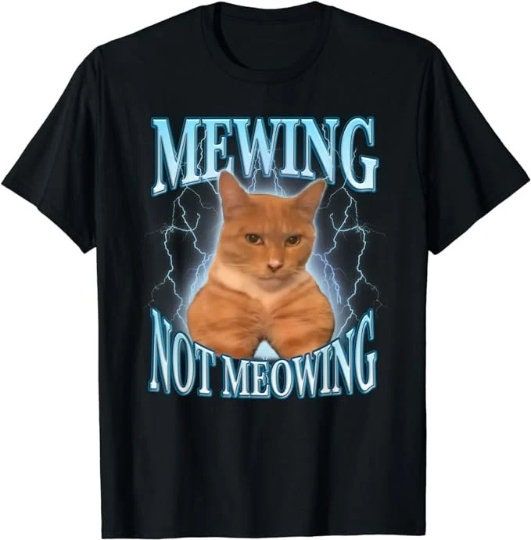 Funny Cat Meme Mewing cotton tee, Graphic Tshirt for men, women, Unisex, Trending Gifts