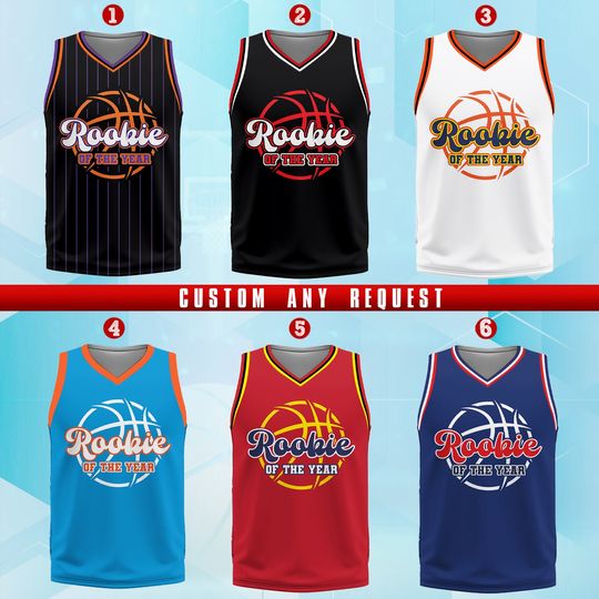 Custom Rookie Of The Year Basketball Jersey Team Name & Number, Game Day Outfit, Youth Basketball Jersey for Basketball Fans Kids Toddlers