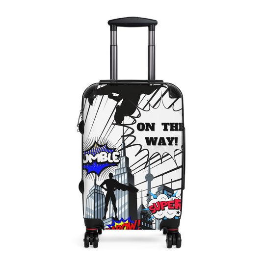 Let's Go (Blue) Suitcase, Super Hero Themed Luggage, Super Hero Luggage, Super Hero Lover's, Gifts for Him, Graduation Gifts
