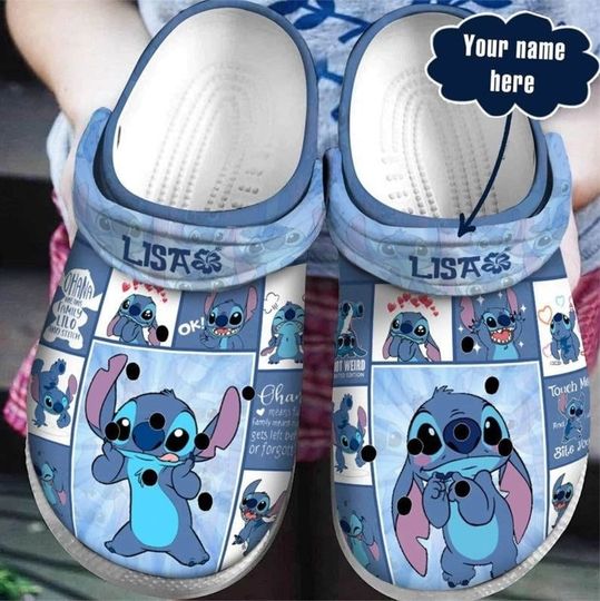 Personalized Lilo Stitch Crocband Clogs Shoes, Clog Shoes For Mini Kids, Clog Shoes For Men Women, Gift for Halloween, Back to School Gifts