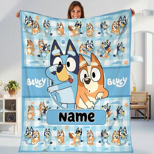 Personalized BlueyDad Blanket, BlueyDad Family Soft Cozy =Blankets, BlueyDad Birthday Blanket, BlueyDad Family Blanket for Kid, Back to School