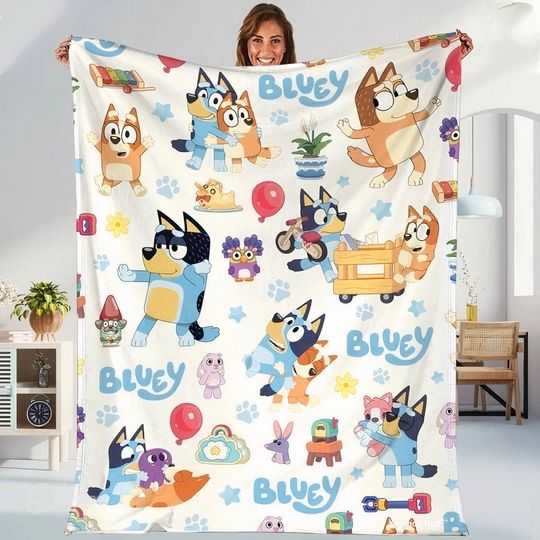 BlueyDad Blanket, BlueyDad Family Soft Cozy =Blankets, BlueyDad Birthday Blanket, BlueyDad Family Blanket for Kid, Back to School Blanket