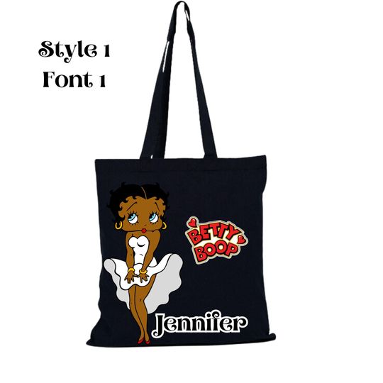Personalized Cute Cartoon Girl Betty Boop Woman Cherries Harajuku Tote Bag, Foldable Shopping Bag, Shopping Shopper Handbag