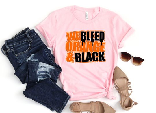 We Bleed Orange And Black Shirt / School Pride Shirt / Orange And Black School Spirit / School Spirit Shirt / Spirit Shirt / School Pride