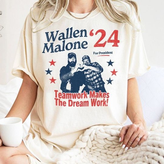 Wallen Malone 2024 For President, Funny '24 Election Graphic Tee, Vintage Inspired Humor Concert Music T-Shirt, Had Some Help