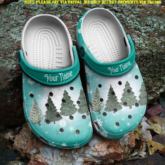 Personalized Pine Tree Christmas Crocs Classic Clog Shoes, Clogs Shoes For Men Women and Kid, Funny Clogs Crocs, Christmas Gift, Funny Gif