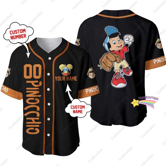 Personalized Pinocchio Jersey, Pinocchio Baseball Jersey, Cute Pinocchio Jersey, Cute Baseball Jersey, Pinocchio Fans Gift