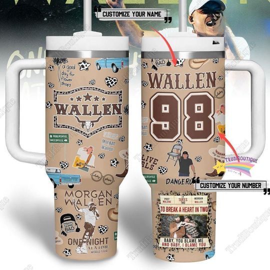Wallen Western Tumbler Cup, Wallen Western Tumbler With Handle, Wallen 98 Tumbler, Wallen Western Merch, Personalized Tumbler 40oz