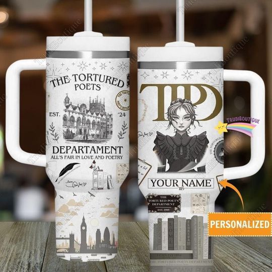TS Tortured Poets Department Tumbler, T-Swift TTPD Album Water Tumbler, TS Tumbler With Straw, Custom Name Tumbler, Gift For swiftiee