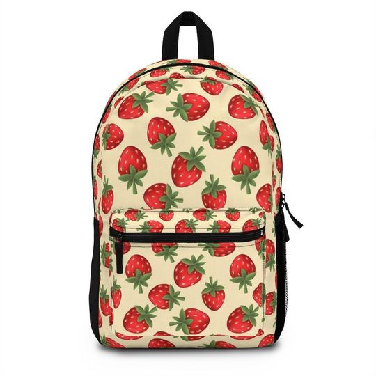 Strawberries Backpack for School, With Tablet Compartment inside, Waterproof, Padded back, Gift for Strawberry Lovers,