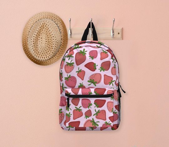 Personalized Strawberry Backpack, Vintage Strawberry Gift, Back to School Gift, Strawberry Lover, Custom Strawberry Graduation Gift For Her