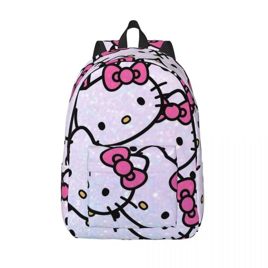 Hello Kitty Cartoon Casual Backpack Gift, High School Business Daypack for Men Women, Laptop Computer Canvas Bags