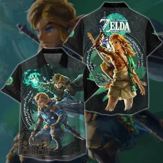 Legend Of Zelda Shirt, Legend Of Zelda Hawaiian Shirt, Zelda Game Button Shirt, Video Game Shirt, Gamer Lovers Shirt, Zelda Fan Gift