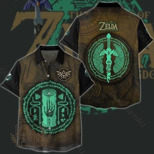 Legend Of Zelda Hawaiian Shirt, Legend Of Zelda Button Shirt, Video Game Beach Shirt, Gamer Lovers Shirt, Zelda Short Sleeve Shirt
