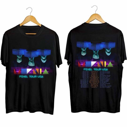 Moenia - Pixel Tour USA 2024 Double Sided Shirt, Summer Cotton Short Sleeve Double Sided Shirt, Music Tour Merch, Gift for Fans, Men Clothing Inspired