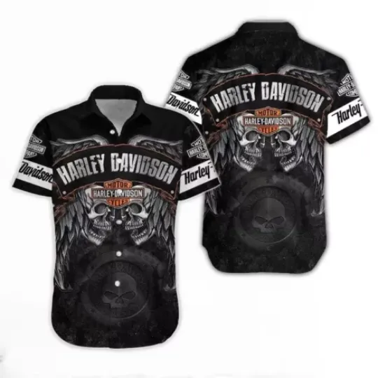H davidson Racing Casual Shirt, Harley Racing Davidson Button Down Shirt, Hawaii Shirt For Men