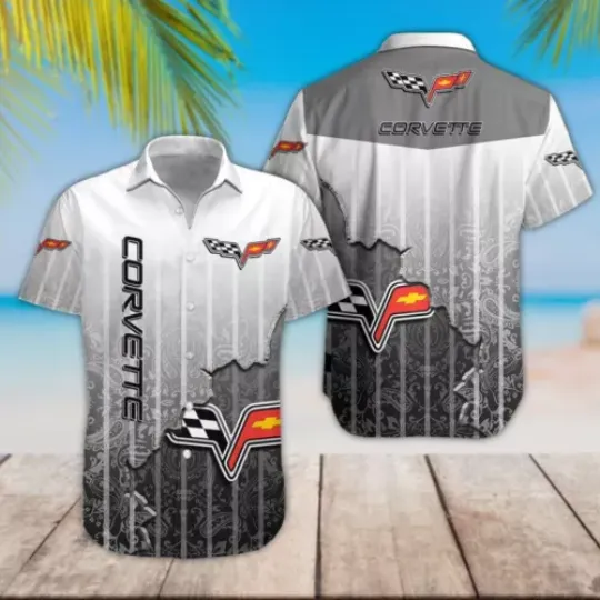 Chevrolet-Corvette Racing Casual Shirt, Chevrolet Car Racing Button Down Shirt, Hawaii Shirt For Men
