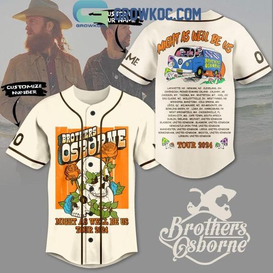Personalized Brothers Osborne Night As Well Be Us Tour 2024 Baseball Jersey, 2024 Music Concert Merch, Summer Clothing, Gift for Fans, Funny Gift Idea