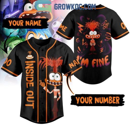 Personalized Inside Out 2 I’m Fine Baseball Jersey, 2024 Disney Movie Merch, Summer Clothing, Gift for Fans, Funny Gift Idea