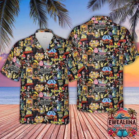 Discover Funny Cartoon Button Up Shirt, Cartoon Pattern Hawaiian Shirt, Cartoon Hawaiian Shirt, Cartoon Summer Shirt, Cartoon Fan Gifts