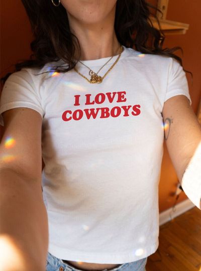 I Love Cowboys Baby Tee | Funny Western Quote Baby Tee, Funny Gift for Her