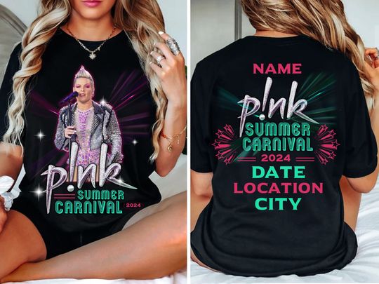 Custom P!nk Pink Singer Summer Carnival 2024 Festival Tour T-Shirt - Men Women Unisex
