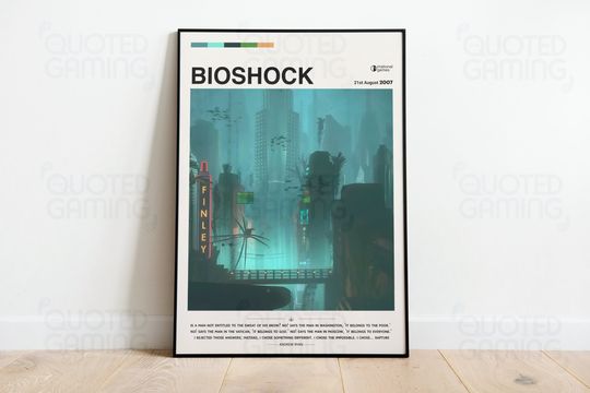 Bioshock (2007) - Video Game Poster, Minimalist, Welcome to Rupture, Andrew Ryan, Home Decor, Wall Art, Videogame Quotes, Irrational Games