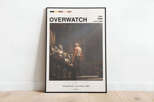 Overwatch (2016) - Video Game Poster, Minimalist, Reinhardt, Honor and Glory, Home Decor, Wall Art, Videogame Quotes, Activision Blizzard