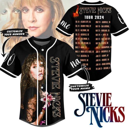 Stevie Nicks Tour 2024 Custom Baseball Jersey, Music Lover Baseball Jersey, Gift For Fan