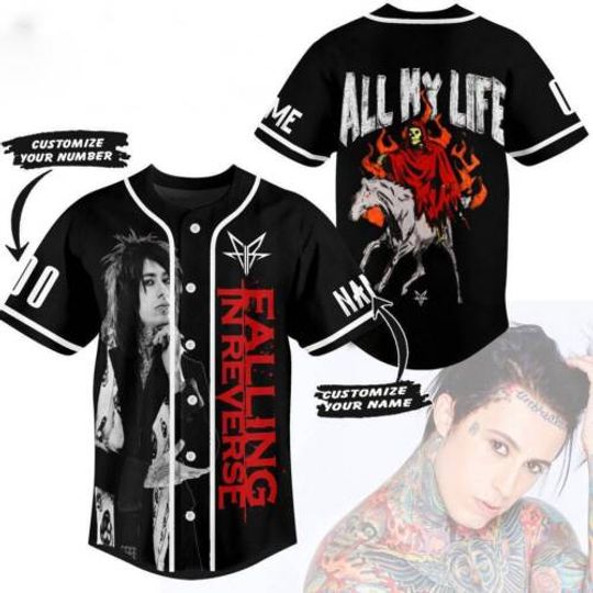 Falling In Reverse All My Life Custom Baseball Jersey, Music Lover Baseball Jersey, Gift For Fan