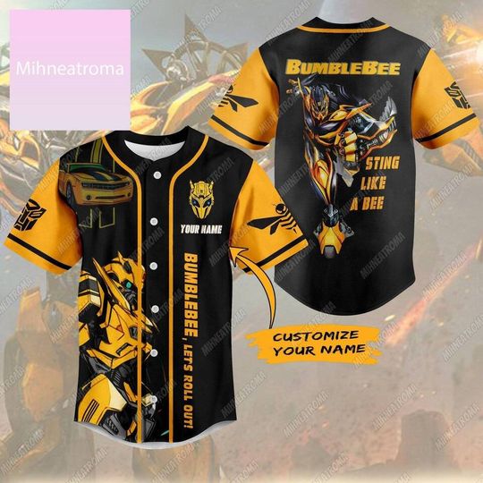Custom Transformers Bumblebee Baseball Shirt, Movie Fan Gift, Music Lover Baseball Jersey, Gift For Fan