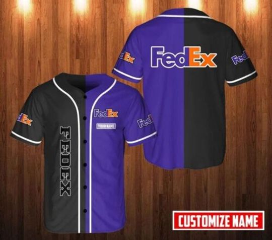 Personalized FedEx Baseball Jersey, FedEx Ground Jersey, Summer Short Sleeve Button Shirt, Music Lover Shirt