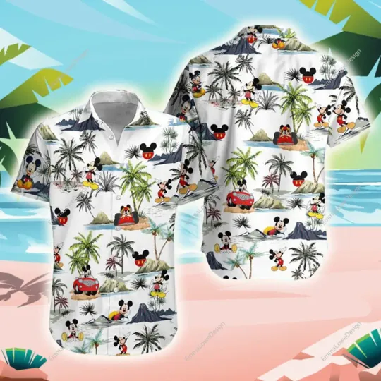 New Mickey Mouse Hawaiian Shirt, Mickey Summer Short Sleeve Button Hawaiian Shirt, Beach Shorts Disney Trip Hawaiian Shirt