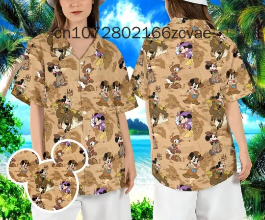 2024 Summer New Mickey Pirate Party Hawaiian Shirt, Disney Mickey Men's And Women's Hawaiian Shirt, Street Fashion Casual Shirt