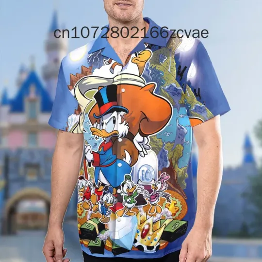 Funny Donald Duck Hawaiian Shirt, Disney Hawaii Shirt Summer Vacation Shirt, Beach Surf Shirt, Trendy Vintage Button Down Shirt