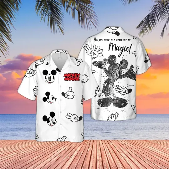 Disney Summer Shirts, Mickey Mouse Hawaiian Shirts, Men's Short Sleeve Button Up Shirts, Disney Hawaiian Shirts, Casual Beach Shirts
