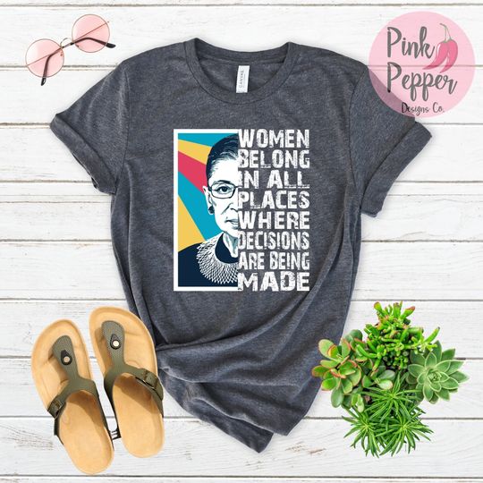 Ruth Bader Ginsburg Quote, SCOTUS, Notorious RBG tee, Feminist Quote Gift Shirt, Adult Unisex or Kid's sizes Feminist Tee, Plus Sizes to 4XL