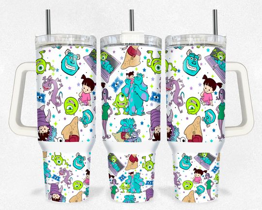 Magical Cartoon Tumbler 40oz, Quencher Tumbler design 40oz, Cute 40oz Tumbler Design, Stainless Steel Double Wall Tumbler with New Style Handle, Back To School Gift