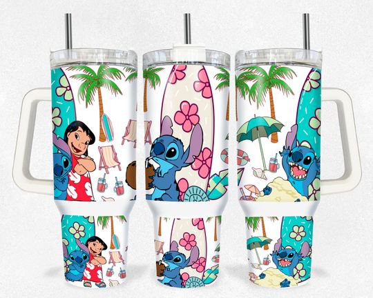 Magical Snacks 40oz Tumbler, Cartoon Characters 40 oz Tumbler, Spring Cartoon 40oz Tumbler, Stainless Steel Double Wall Tumbler with New Style Handle, Back To School Gift