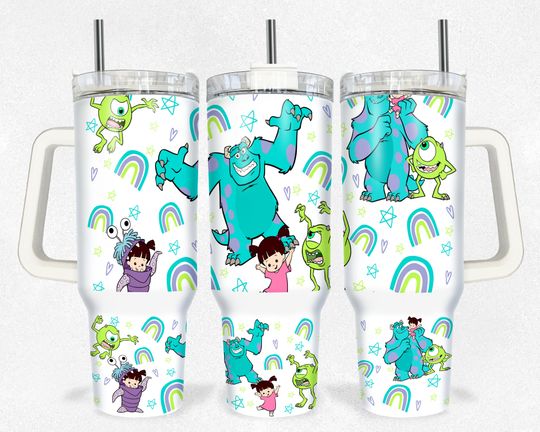 Magical Cartoon Tumbler 40oz, Quencher Tumbler design 40oz, Cute 40oz Tumbler Design, Stainless Steel Double Wall Tumbler with New Style Handle, Back To School Gift