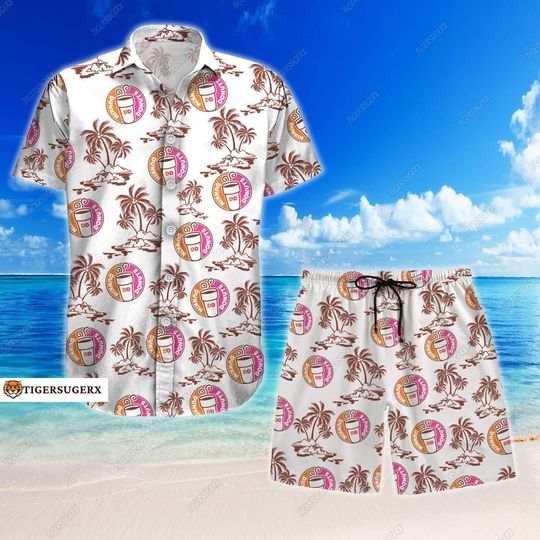 Dunkin Donut Hawaiian Shirts, Dunkin Donut Shorts, Dunkin Donut Button Shirt, Dunkin Donut Mens Shorts, Aloha Shirts Men, Beach Shorts