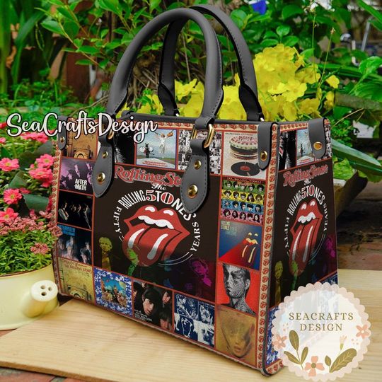 The Rolling Stones Vintage Leather Handbag, The Rolling Stones Leather Top Handle Bag, Shoulder Bag, Crossbody Bag, Shopping Bag
