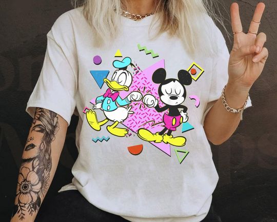 Retro 90S Disney Mickey Mouse And Donald Duck Shirt | Disney Birthday Gift T-shirt | Disney Bff Matching Tee | Disneyland Trip Outfits