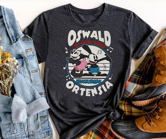 Vintage Disney The Lucky Rabbit 1927 Shirt | Oswald The Lucky Rabbit Featuring Ortensia T-Shirt | Disneyland Family Holiday 2024 Trip Tee